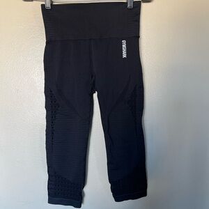 Gymshark Black High-Waisted Cropped Leggings with Laser Cut Design